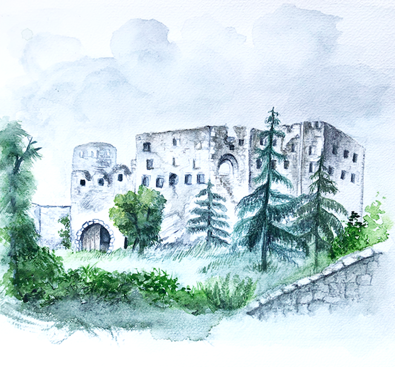 Aquarell "Burgruine"