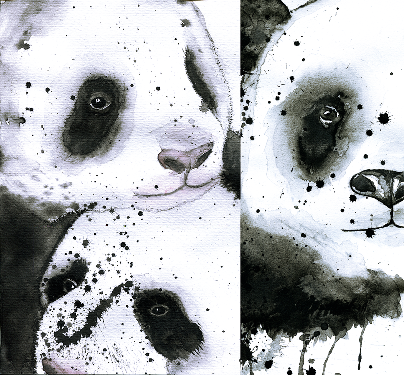 Aquarell Spritztechnik "Panda"