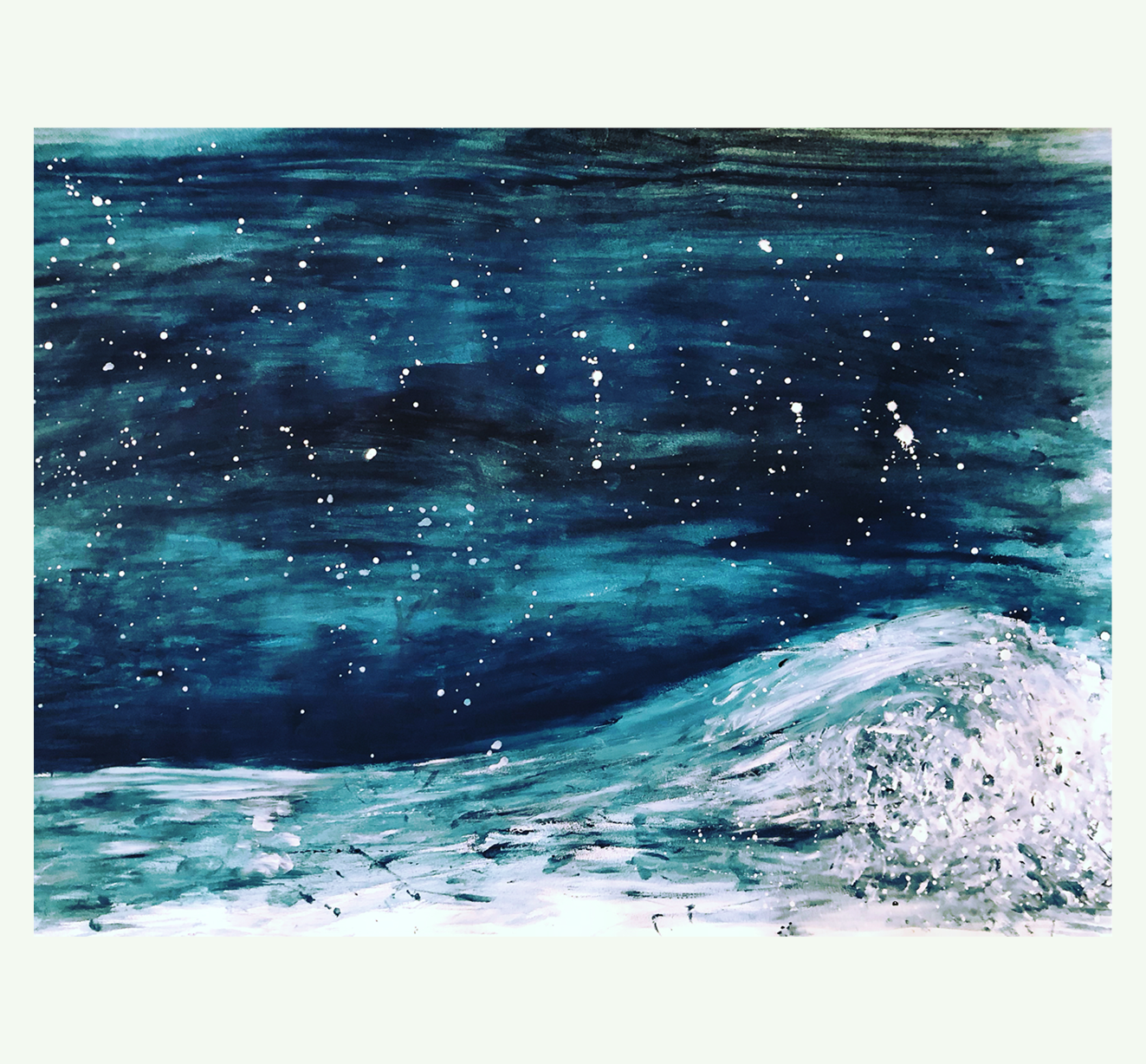 Gouache "Meeresrauschen in der Nacht"