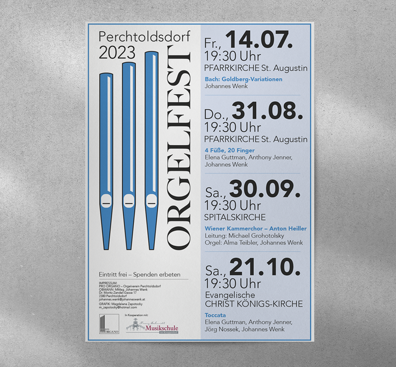 PLAKAT-GESTALTUNG "Orgelfest" Orgelverein Pro Organo