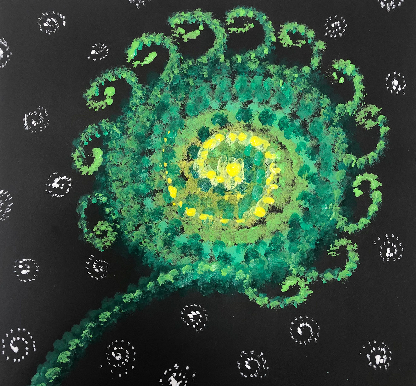 Pointilismus "Farn Wachstum Entwicklung"